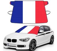 French Flag Print Windshield Protector For Cars, Waterproof Frost Vehicle Cover 175Ã-108 Cm Includes Straps
