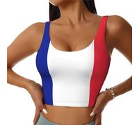 French Flag Print Women Sports Vest Yoga Workout Vest Lightweight Summer Winter Trendy Utility Vest Black