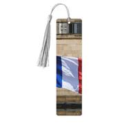 French Flag Print Wooden Bookmarks Tassel Bookmark Book Marks Reading Accessories,for Book Lovers Teachers