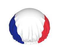French flag Printed shower cap, reusable, specially designed for women's long hair, double-layer structure, suitable for bathing.