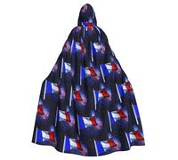 French Flag Printing Cosplay Parties Hooded Adult Halloween Cloak 57.8 Inches Long Theme