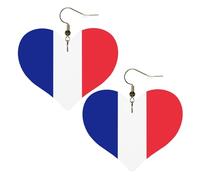 French flag Prints Stylish Heart-Shaped Earrings Lightweight Women'S Accessories Perfect For Parties And Valentine'S Day.
