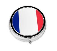 French Flag This Small, Round Pill Box is a Portable Travel Medicine Organizer with Three compartments for Storing Daily medications.