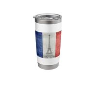 French Flag Vintage Postcard Style with Eiffel Tower Stainless Steel Insulated Tumbler