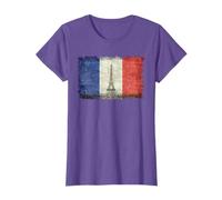 French Flag Vintage Postcard Style with Eiffel tower T-Shirt