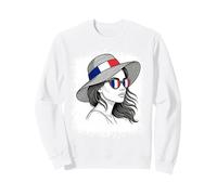 French Flag Woman Vacation Travel Style Sweatshirt