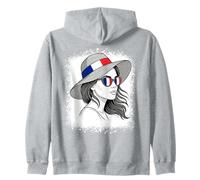 French Flag Woman Vacation Travel Style Zip Hoodie