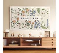 French Floral Print TV Dust Cover Waterproof And Heat Dissipating T Screen Protector For Wall Mounted Desktop Curved Screen Cover Cloth(Size:28IN(W68xH43CM),Color:C)
