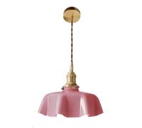 French Flower Shape Glass Pendant Light Colorful E27/E26 Brass Base Vintage Hanging Lamp for Kitchen Island Dining Room Living Room Study