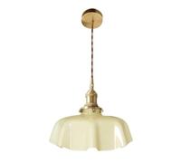 French Flower Shape Glass Pendant Light Colorful E27/E26 Brass Base Vintage Hanging Lamp for Kitchen Island Dining Room Living Room Study