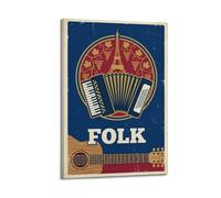 French Folk Music Poster Accordion Eiffel Tower Art Modern Decorative Canvas Prints - Ideal Wall Art for Family, Man Cave, Game Room, Boys & Girls Bedroom 24x36inch(60x90cm)