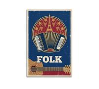 French Folk Music Poster Accordion Eiffel Tower Art Modern Decorative Canvas Prints - Ideal Wall Art for Family, Man Cave, Game Room, Boys & Girls Bedroom 12x18inch(30x45cm)