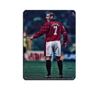 French Football Player Eric Cantona Poster Tin Sign Vintage Metal Pub Club Cafe Bar Home Wall Art Decoration Posters Retro 12x16inch(30x40cm)