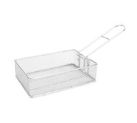 French Fries Basket, Stainless Steel Foldable Handle Mesh Basket Table Serving Holder for Outdoor Lunch Container, Portable Food Frying Basket for Kitchen and Picnic