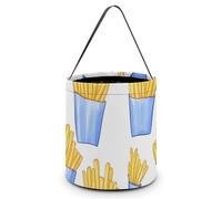 French Fries Blue Box Foldable Halloween Trick Or Treat Bags Tote Goodie Candy Bucket Gift Party Favor Supplies
