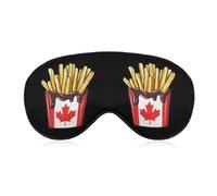 French Fries Canadian Flag Funny Eye Mask for Sleep with Adjustable Strap Blocks Light Eye Shade Cover