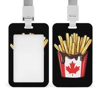French Fries Canadian Flag Funny ID Badge Holder with Lanyard Name Card Holders for Work Nurse Teacher