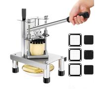 French Fries Cutter Professional Potato Chipper Commercial Potato Chipper Vegetable Fruit Slicer, with 3 Stainless Steel Blades-1/4" 1/2" 3/8" for Restaurants & Home Kitchen