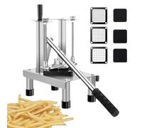 French Fries Cutter, Stainless Steel Vegetable Cutter with 3 Interchangeable Cutting Mesh, Manual Potato Chips Strip Maker for Home Kitchen