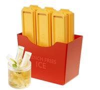 French Fries Ice Cubes Tray, 6pcs Long Ice Moulds with Magnetic Storage Case, Reusable Ice Tray with Lid, Ice Lolly Moulds, Water Bottle Ice Stick