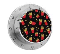 French Fries Round Kitchen Timer Mini Cooking Timer Countdown Stainless Steel Digital Timers for Home