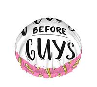 French Fries Shower Cap,Funny Feminism Slogan Quotes Fries Before Guys Waterproof Double Layer Bath Caps Perfect For All Hair Lengths And Thicknesses