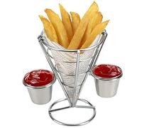French Fries Stand Cone Snacks Rack with Dip Dishes for Restaurant Cafe