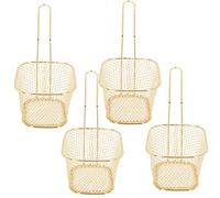 French Fries Strainer 4pcs Chip Baskets Kitchen Stainless Steel Fryer Serving Food Presentation Basket for French Fries Food Kitchen Tool (Gold)