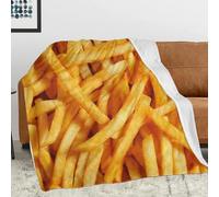 French Fries Throw Blanket 180x200 cm Fast Food Flannel Fluffy Fleece Blanket Soft Lightweight Warm Blankets and Throws for Bed Sofa and Couch A-3975