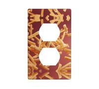 French Fries Thrown into The air Duplex Receptacle Outlet Wall Plate, Standard Size 1-Gang, Polycarbonate Thermoplastic.
