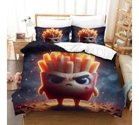 French Fry Boy 3D Printed Duvet Cover Set Art Quilt Cover 2 Pillowcases Bedding Set Hypoallergenic with Zipper Closure 3 Pcs for Boys Girls Kids Youth Teens Super King（260x220cm）