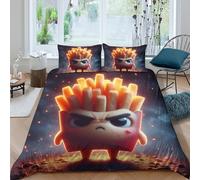 French Fry Boy 3D Printed Duvet Cover Set Art Quilt Cover with 2 Pillow Cases Comforter Cover Included Machine Washable with Zipper Closure 3 Pcs for Boys Girls Kids Youth Teens King（220x240cm）