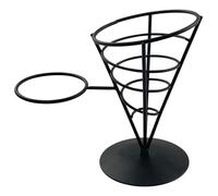 French Fry Cone Black Wire c/w Ramekin Holder