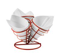 French Fry Cone with Stand - White/Red, Set of 3