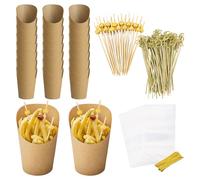 French Fry Cups Set - Charcuterie Cups with Bag | Paper Appetizer Holders with Bags for Chips Popcorn Ice Cream Events, Catering, Picnics