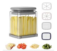 French Fry Cutter, 4 in 1 Vegetable Chopper, Manual Press Julienne Cutter Kitcehn Tool, Makes French Fries and Chops Vegetables