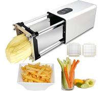 French Fry Cutter Machine, Electric Stainless Steel Potato Chipper with 1/2 & 3/8 Inch Blades - Professional Food Chopper for Potatoes, Carrots, Cucumbers