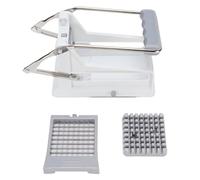 French Fry Cutter Stainless Steel Potato Cutter with 2 Blades High Efficiency Uniform Cutting for Home Kitchen Restaurant Professional Chefs ABS SUS Material 25x10x14cm