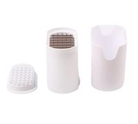 French Fry Cutter with Storage Container, White Plastic, Kitchen Vegetable Chopper with Grid Blade, 14x8.2x10.1 cm