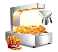 French Fry Warming Station, 1000W Commercial Heat Lamp with Drip Tray And Crispy Fries Holder, Stainless Steel, One-Button Control, for Restaurant, Catering, Buffet Service