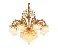 French Full Copper Crystal Chandelier European Style Villa Duplex Building Large Living Restaurant Luxury Pendent Light