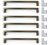 French Furniture Fittings Matt Antique Brass Finish Kitchen Cabinet D Pull Handles - Set of 6 Cupboard Drawer Handles Available in 128mm, 160mm and 192mm (192mm Between fixings)
