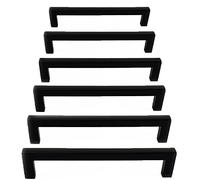 French Furniture Fittings Matt Black Kitchen Cabinet Handles - Set of 6, pulls for Cupboard Doors and Drawers - All Screws Included (128 mm Between fixings)