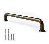 French Furniture Fittings Pull Handles, Set of 6 Cabinet Door Handles, Deep Antique Brass, Cabinet Handles for Kitchen Cupboards and wardrobes (192mm Between fixings)