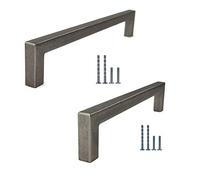 French Furniture Fittings Set of 6 Antique Pewter Finish Kitchen Cabinet D Pull Handles for Cupboard, Doors and Drawers, bar, Grey