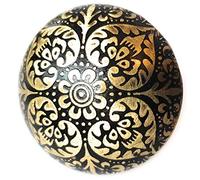 French Furniture Fittings Set of 6 Black Brass Design Knobs Kitchen Cabinet Pulls for Cupboard Doors, Drawer Handles - Easy Install Vintage Shabby Chic 38mm Diameter - Round