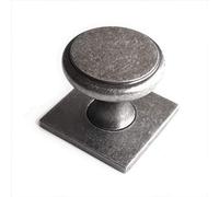 French Furniture Fittings Set of 6 Bordeaux Kitchen Cabinet Knobs with Backplate - Stylish Zinc Handles for Cupboard Doors, Drawers & Wardrobes - Polished Chrome, Antique Pewter & Deep Antique Brass