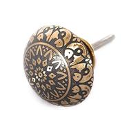 French Furniture Fittings Set of 6 Brass Grey Fish Knobs - Kitchen Cabinet Pull Knobs for Cupboard, Chest, Furniture, Drawer Handles - Easy Install Vintage Shabby Chic 38mm