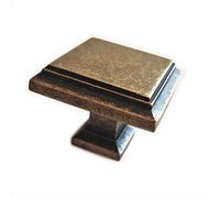 French Furniture Fittings Set of 6 Deep Antique Brass Art Deco Square Kitchen Knobs, Cupboard Drawer Bedroom Furniture Handles 32mm