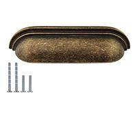 French Furniture Fittings Set of 6 Long Pull Cup Handles for Kitchen Drawers & Cabinets - Antique Brass, Pewter, Chrome or Brushed Brass - Elegant, Durable, Easy to Install - 96mm Between Fixings